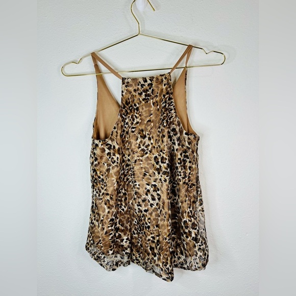 Love J Women's Small Leopard Print Sheer Tank Top Layered V-Neck Cami Blouse - Picture 8 of 15